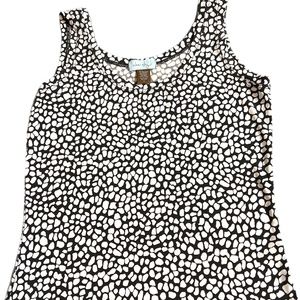 Clear Sky Womens Black/White ￼Sleeveless Blouse Tank Top Stretch Sz S.